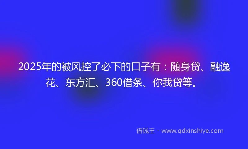 2025年的被风控了必下的口子有：随身贷、融逸花、东方汇、360借条、你我贷等。