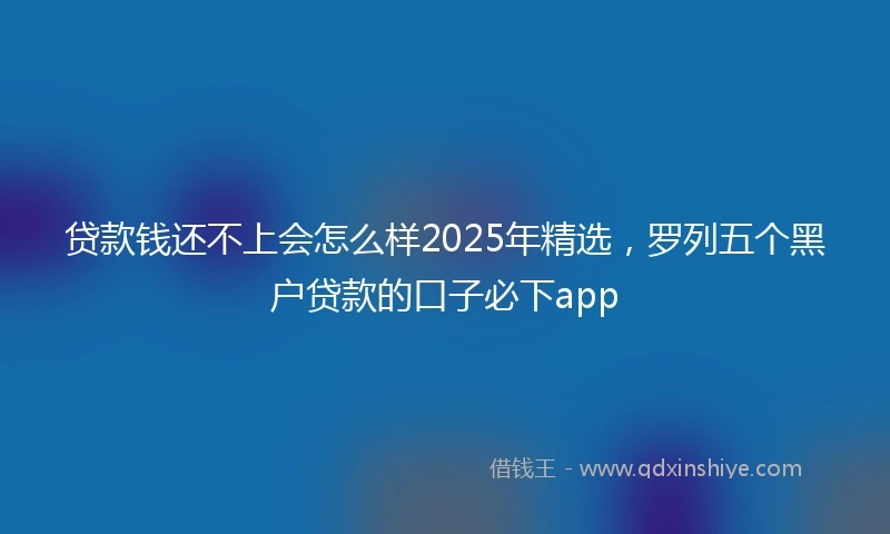 贷款钱还不上会怎么样2025年精选,罗列五个黑户贷款的口子必下app