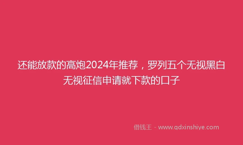还能放款的高炮2024年推荐，罗列五个无视黑白无视征信申请就下款的口子