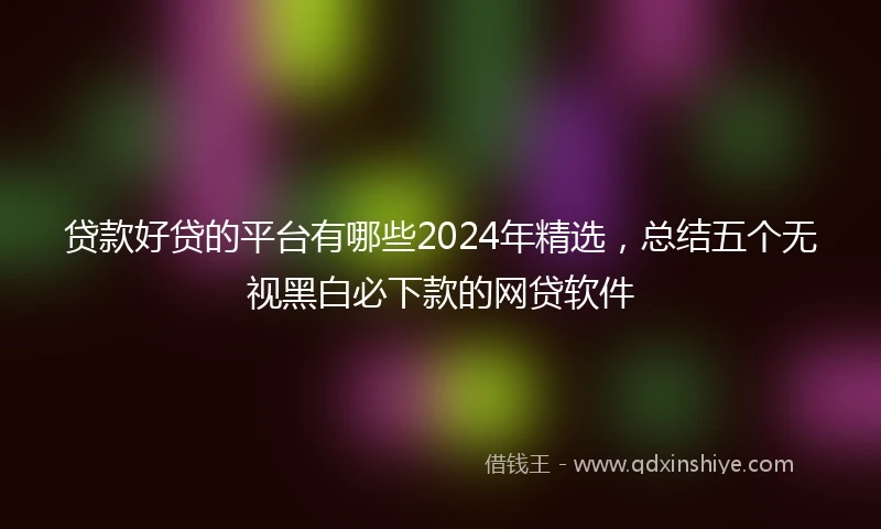 贷款好贷的平台有哪些2024年精选，总结五个无视黑白必下款的网贷软件