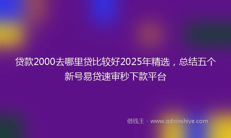 贷款2000去哪里贷比较好2025年精选，总结五个新号易贷速审秒下款平台