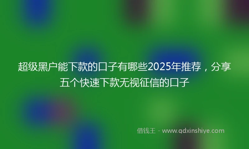 超级黑户能下款的口子有哪些2025年推荐，分享五个快速下款无视征信的口子