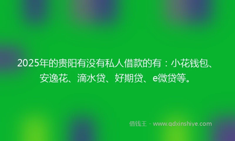 2025年的贵阳有没有私人借款的有：小花钱包、安逸花、滴水贷、好期贷、e微贷等。