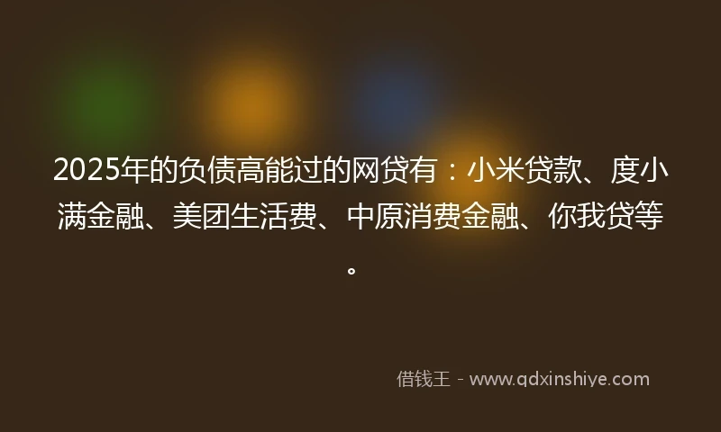 2025年的负债高能过的网贷有：小米贷款、度小满金融、美团生活费、中原消费金融、你我贷等。