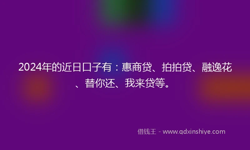 2024年的近日口子有：惠商贷、拍拍贷、融逸花、替你还、我来贷等。