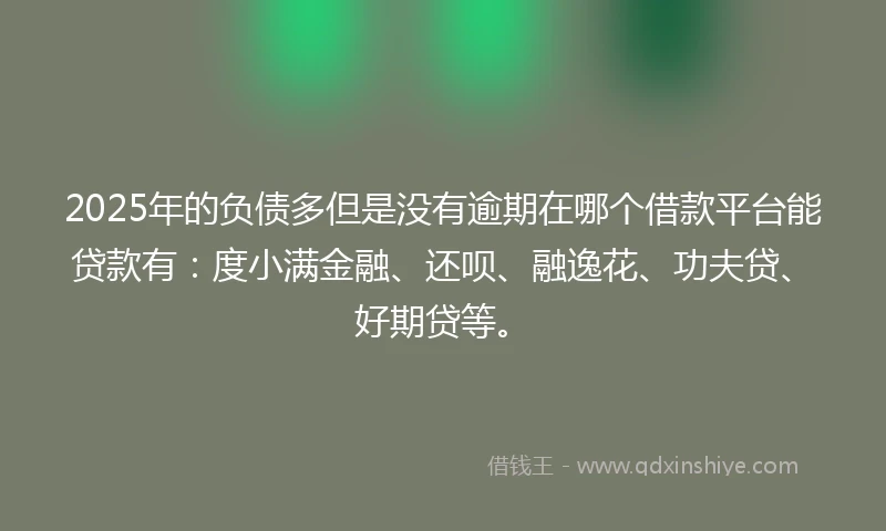 2025年的负债多但是没有逾期在哪个借款平台能贷款有：度小满金融、还呗、融逸花、功夫贷、好期贷等。