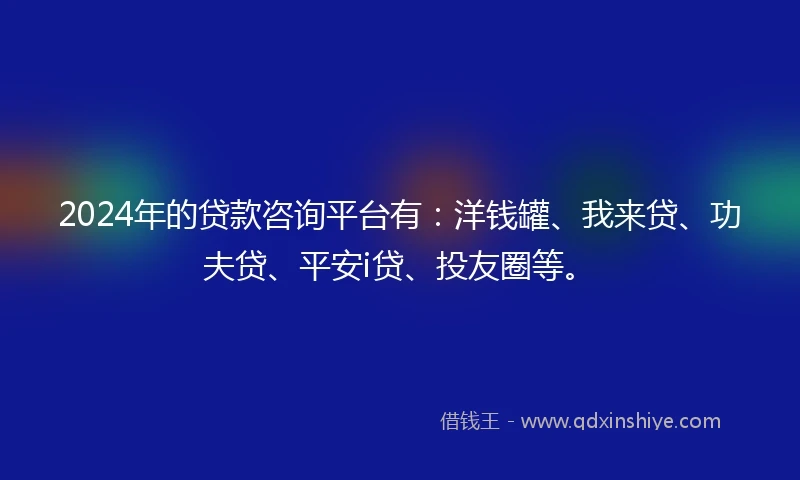 2024年的贷款咨询平台有：洋钱罐、我来贷、功夫贷、平安i贷、投友圈等。