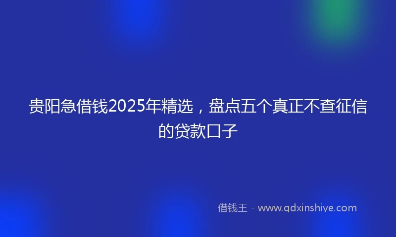 贵阳急借钱2025年精选，盘点五个真正不查征信的贷款口子