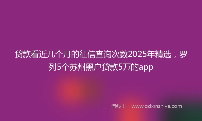 贷款看近几个月的征信查询次数2025年精选，罗列5个苏州黑户贷款5万的app