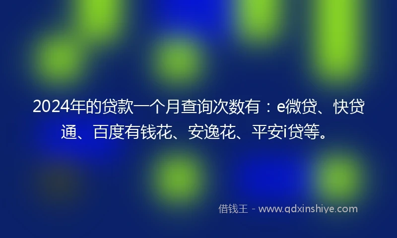 2024年的贷款一个月查询次数有：e微贷、快贷通、百度有钱花、安逸花、平安i贷等。