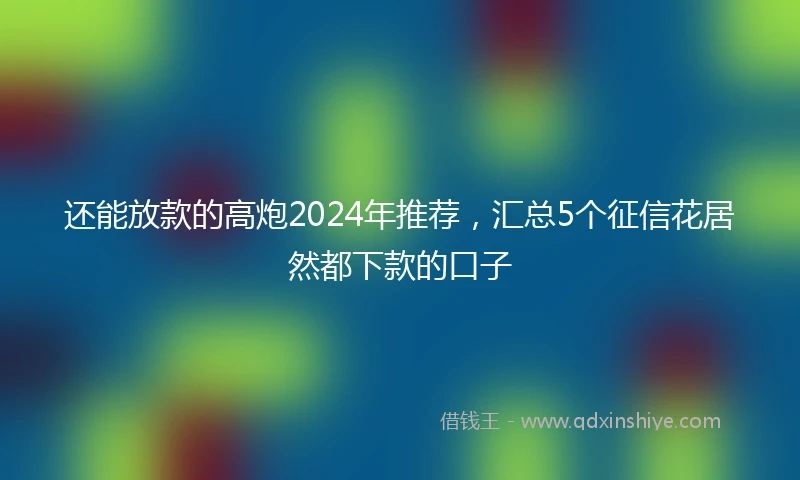 还能放款的高炮2024年推荐，汇总5个征信花居然都下款的口子