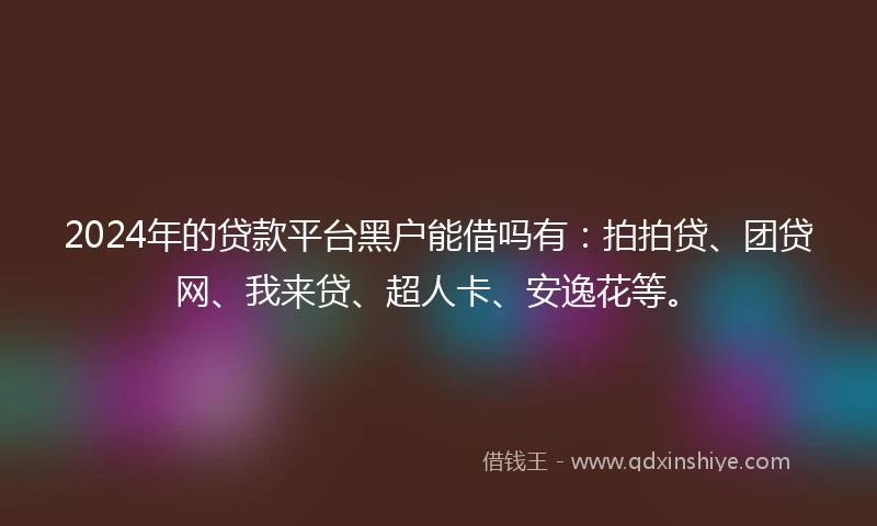 2024年的贷款平台黑户能借吗有：拍拍贷、团贷网、我来贷、超人卡、安逸花等。