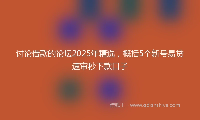 讨论借款的论坛2025年精选，概括5个新号易贷速审秒下款口子