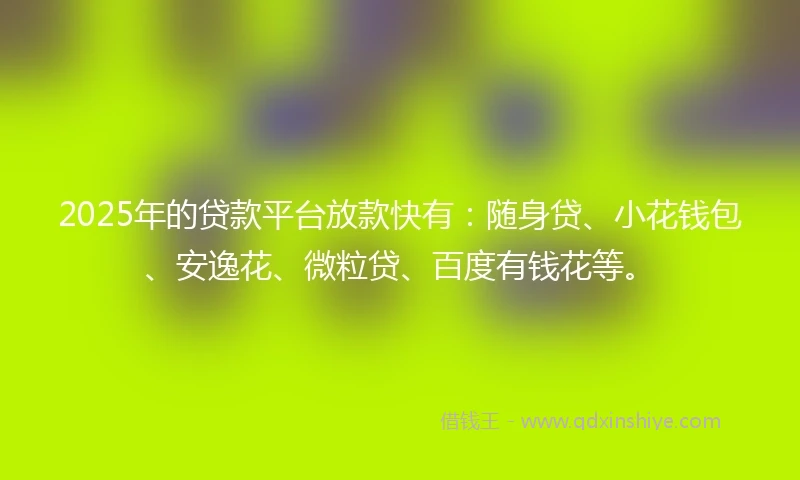 2025年的贷款平台放款快有：随身贷、小花钱包、安逸花、微粒贷、百度有钱花等。