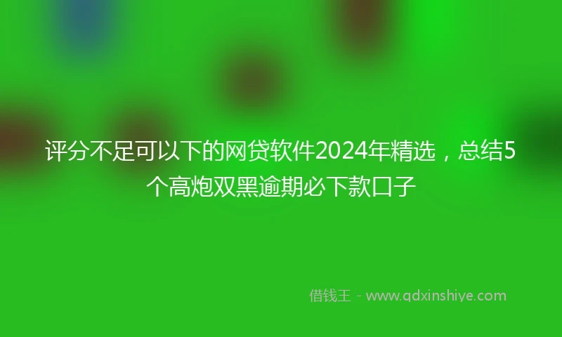 评分不足可以下的网贷软件2024年精选，总结5个高炮双黑逾期必下款口子