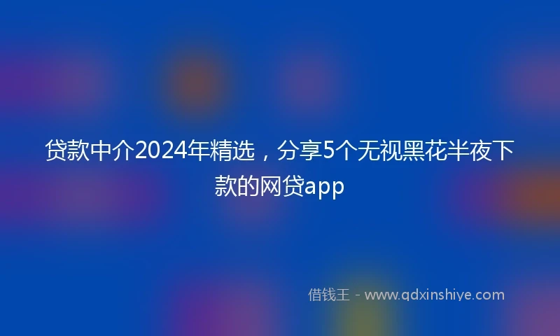 贷款中介2024年精选，分享5个无视黑花半夜下款的网贷app