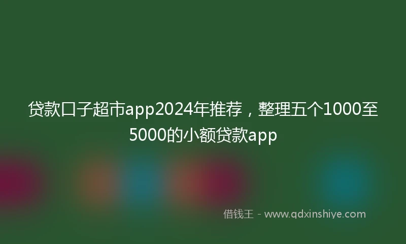 贷款口子超市app2024年推荐，整理五个1000至5000的小额贷款app