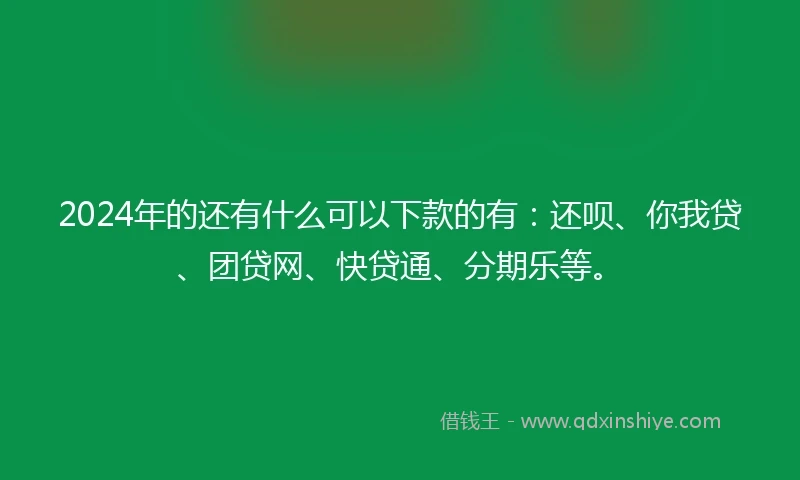 2024年的还有什么可以下款的有：还呗、你我贷、团贷网、快贷通、分期乐等。