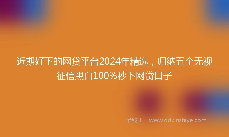 近期好下的网贷平台2024年精选，归纳五个无视征信黑白100%秒下网贷口子