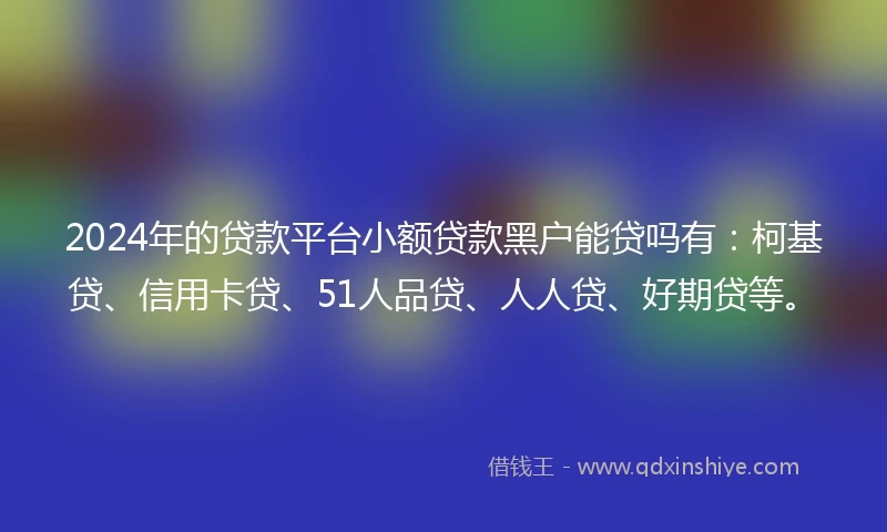 2024年的贷款平台小额贷款黑户能贷吗有：柯基贷、信用卡贷、51人品贷、人人贷、好期贷等。