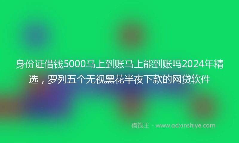 身份证借钱5000马上到账马上能到账吗2024年精选，罗列五个无视黑花半夜下款的网贷软件
