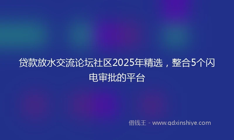 贷款放水交流论坛社区2025年精选，整合5个闪电审批的平台