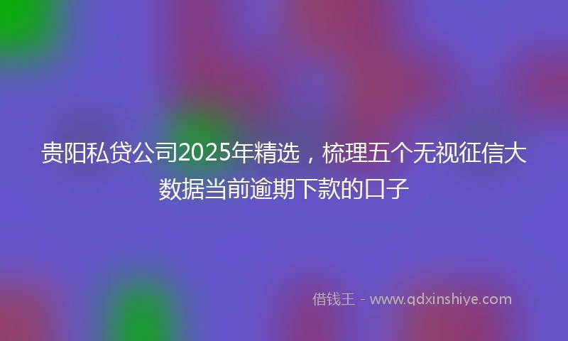 贵阳私贷公司2025年精选，梳理五个无视征信大数据当前逾期下款的口子