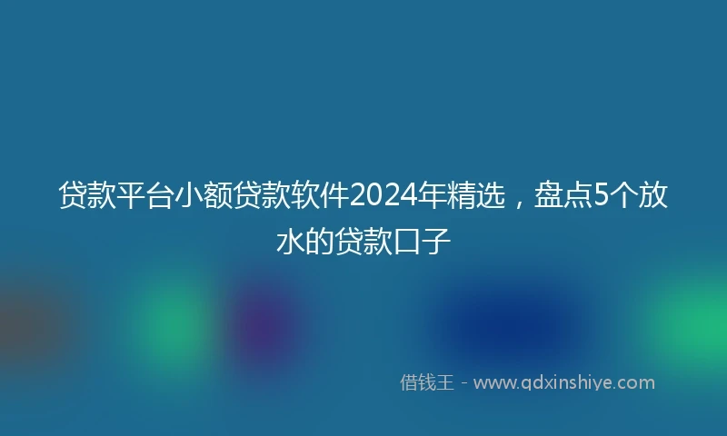 贷款平台小额贷款软件2024年精选，盘点5个放水的贷款口子