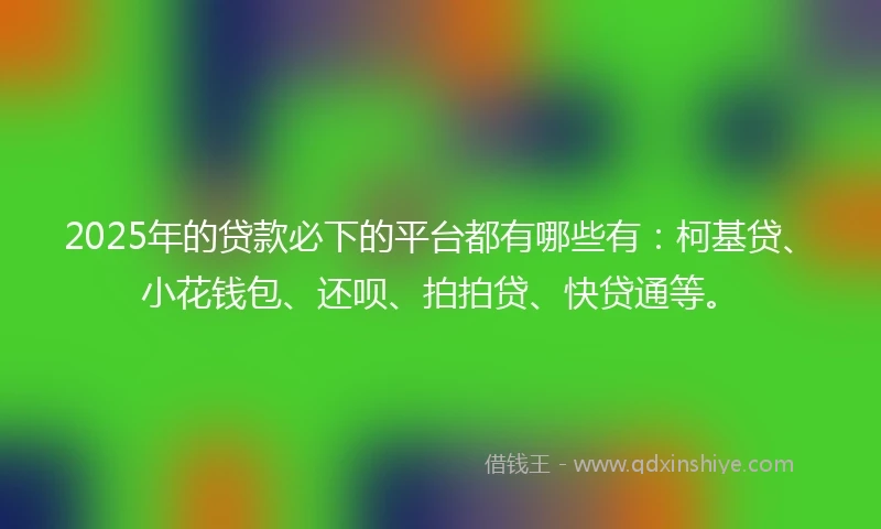 2025年的贷款必下的平台都有哪些有：柯基贷、小花钱包、还呗、拍拍贷、快贷通等。