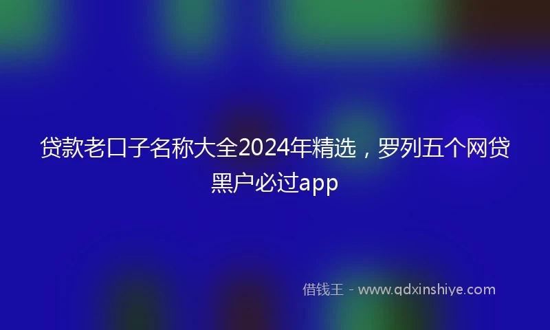 贷款老口子名称大全2024年精选，罗列五个网贷黑户必过app