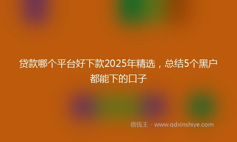 贷款哪个平台好下款2025年精选，总结5个黑户都能下的口子