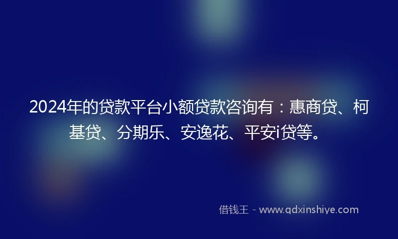 2024年的贷款平台小额贷款咨询有：惠商贷、柯基贷、分期乐、安逸花、平安i贷等。