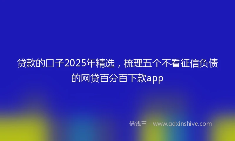 贷款的口子2025年精选，梳理五个不看征信负债的网贷百分百下款app