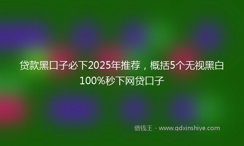贷款黑口子必下2025年推荐，概括5个无视黑白100%秒下网贷口子