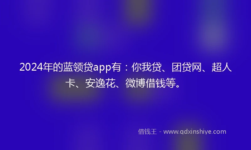 2024年的蓝领贷app有：你我贷、团贷网、超人卡、安逸花、微博借钱等。