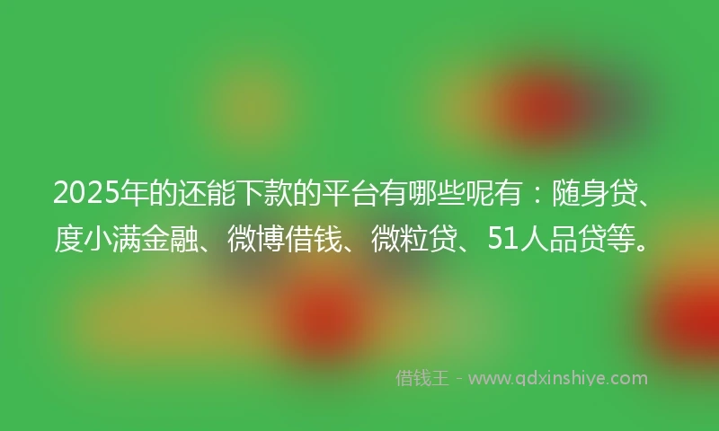 2025年的还能下款的平台有哪些呢有：随身贷、度小满金融、微博借钱、微粒贷、51人品贷等。