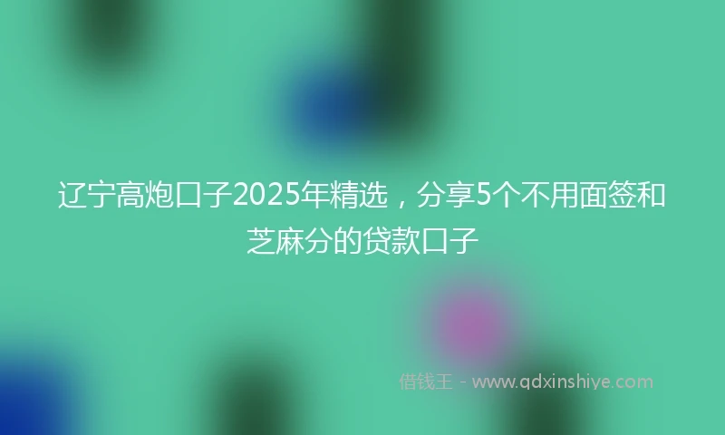 辽宁高炮口子2025年精选，分享5个不用面签和芝麻分的贷款口子