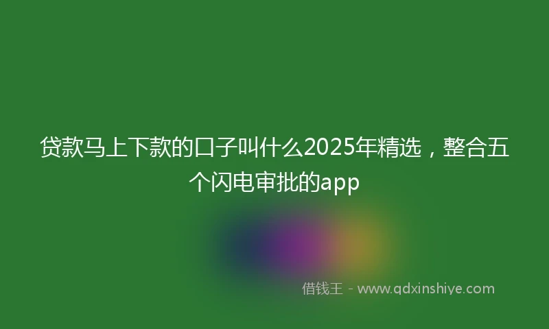 贷款马上下款的口子叫什么2025年精选，整合五个闪电审批的app