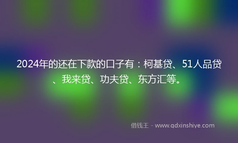 2024年的还在下款的口子有：柯基贷、51人品贷、我来贷、功夫贷、东方汇等。