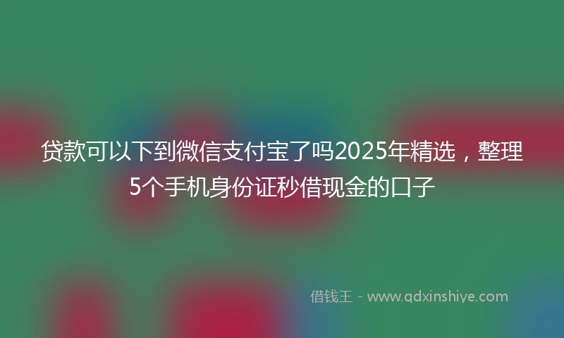 贷款可以下到微信支付宝了吗2025年精选，整理5个手机身份证秒借现金的口子