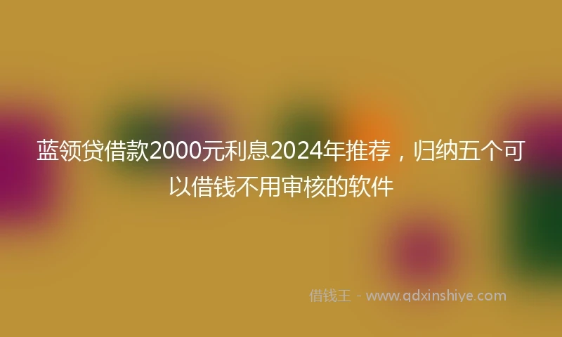 蓝领贷借款2000元利息2024年推荐，归纳五个可以借钱不用审核的软件