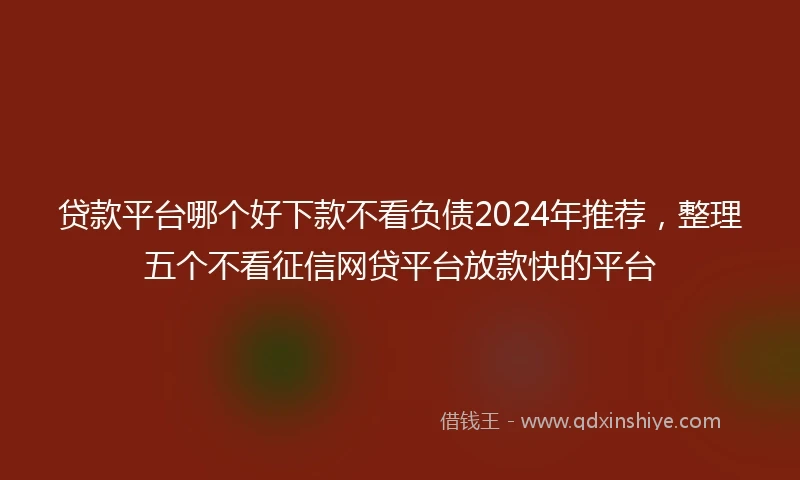 贷款平台哪个好下款不看负债2024年推荐，整理五个不看征信网贷平台放款快的平台