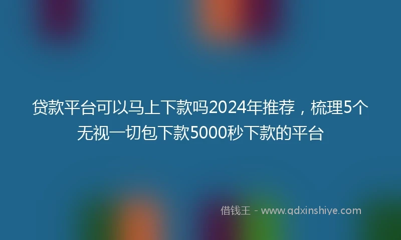 贷款平台可以马上下款吗2024年推荐，梳理5个无视一切包下款5000秒下款的平台