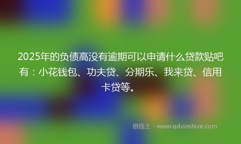 2025年的负债高没有逾期可以申请什么贷款贴吧有：小花钱包、功夫贷、分期乐、我来贷、信用卡贷等。