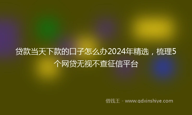 贷款当天下款的口子怎么办2024年精选，梳理5个网贷无视不查征信平台