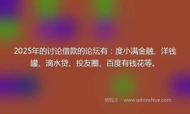 2025年的讨论借款的论坛有：度小满金融、洋钱罐、滴水贷、投友圈、百度有钱花等。