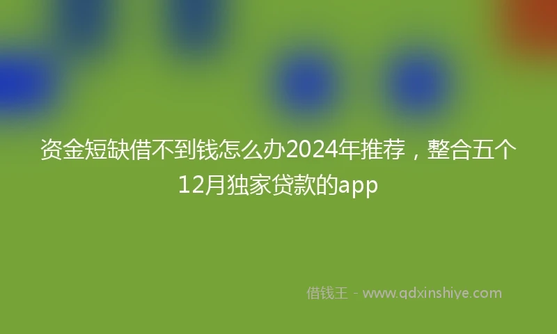 资金短缺借不到钱怎么办2024年推荐，整合五个12月独家贷款的app