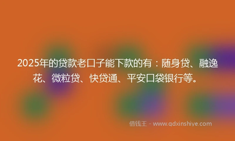 2025年的贷款老口子能下款的有：随身贷、融逸花、微粒贷、快贷通、平安口袋银行等。