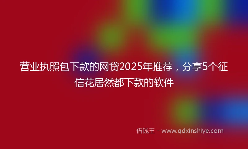 营业执照包下款的网贷2025年推荐，分享5个征信花居然都下款的软件