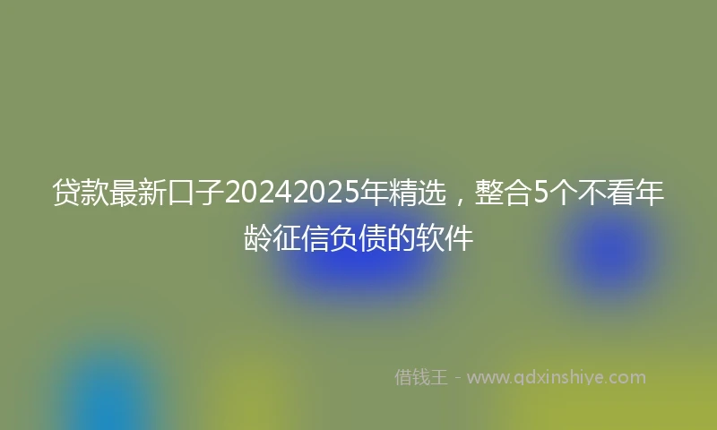 贷款最新口子20242025年精选，整合5个不看年龄征信负债的软件
